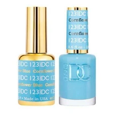 DND DC Soak Off Gel Polish + Matching Nail Lacquer - #123 Cornflower Blue