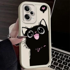 Cute Happy Cat Back Case Soft ShockProof Phone Cover For OPPO VIVO Infinix Tecno
