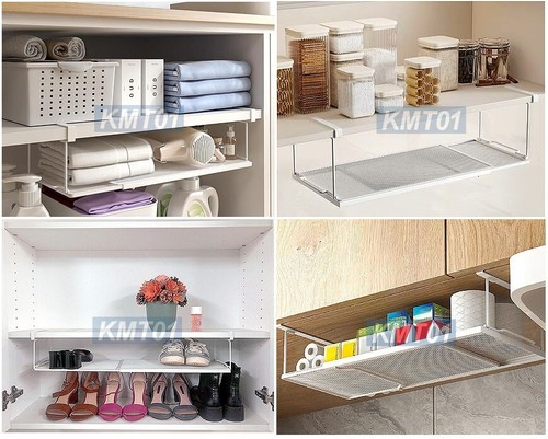 Under Shelf Closet Organizer Basket – Adjustable Hanging Wire Storage Rack - Picture 4 of 8