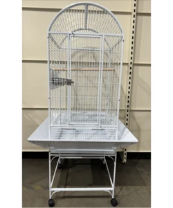 Parrot-Supplies Alabama Dome Top Parrot Cage With Stand - White