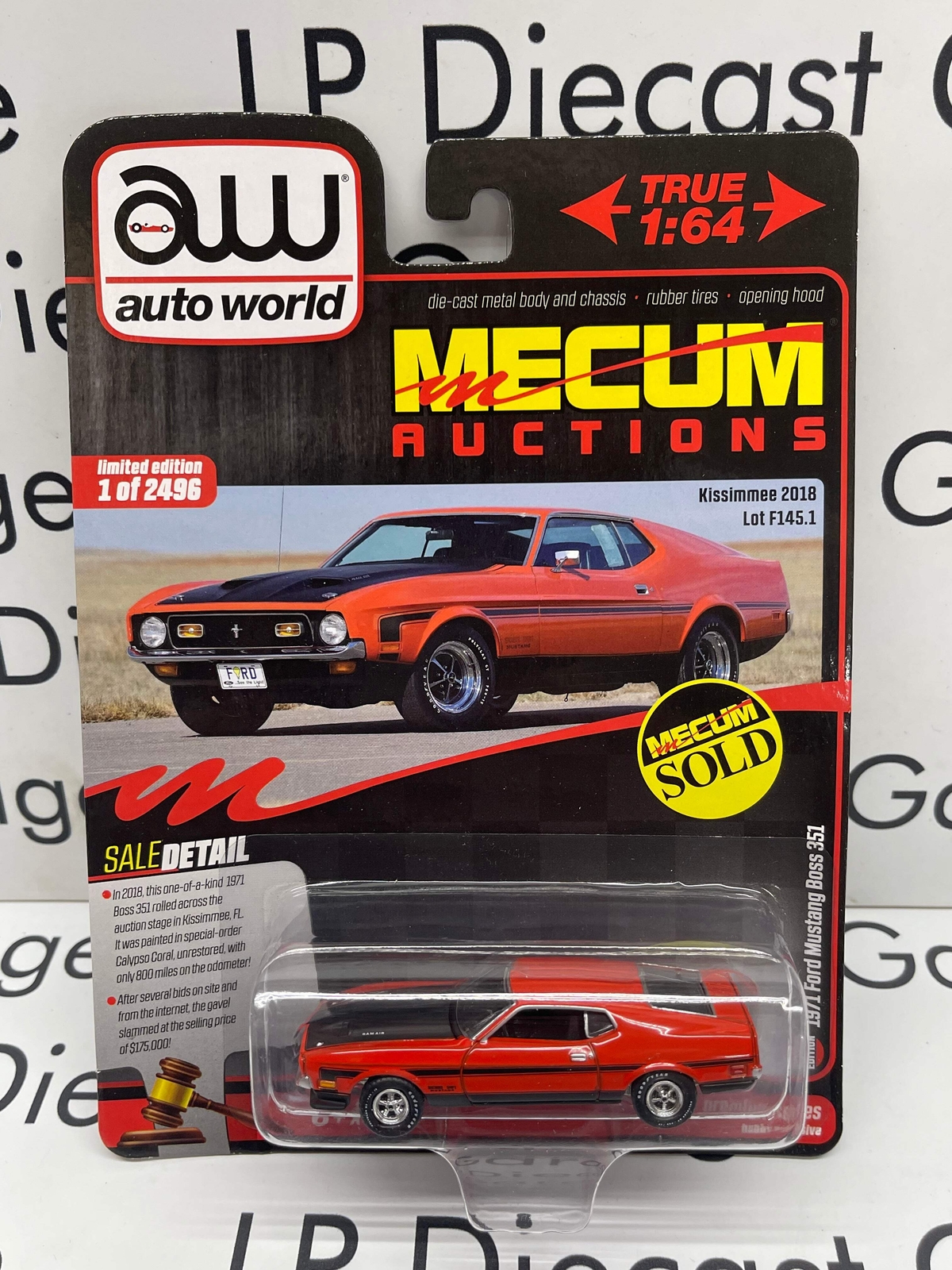 AUTO WORLD 1971 Ford Mustang Boss 351 Calypso Coral 1:64 Diecast Mecum Auctions