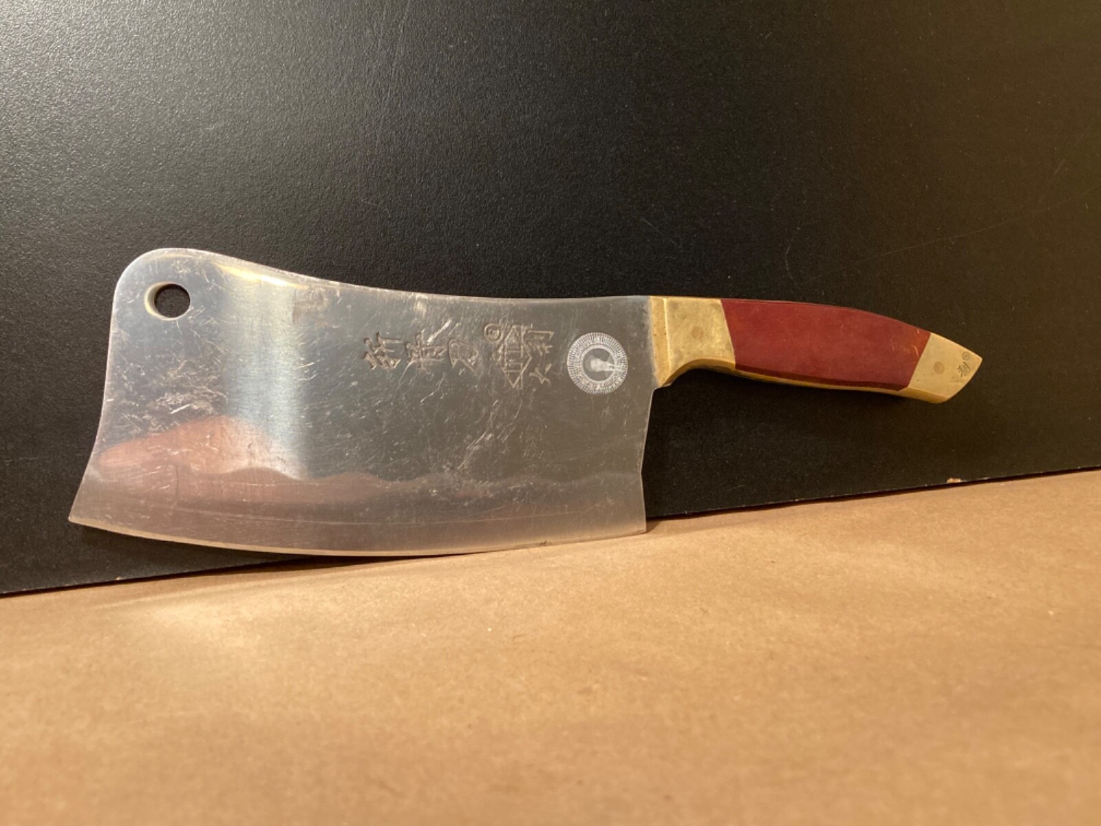 Vintage Butchers Knife Signed Meat Cleaver Asian