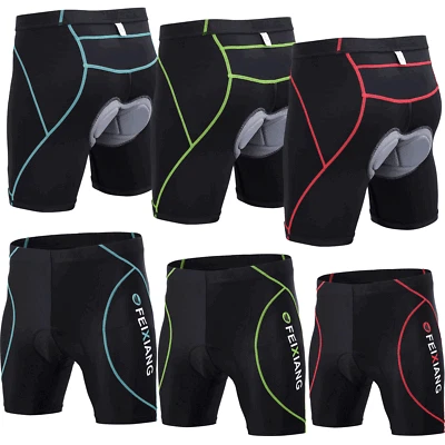 FEIXIANG Herren Radlerhose mit Sitzpolster 4D Gepolsterte Fahrradhose kurz stoßfeste
