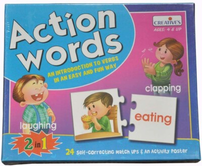 ACTION WORDS Learn Verbs EARLY READING  Matching Educational Puzzle Kids GAME