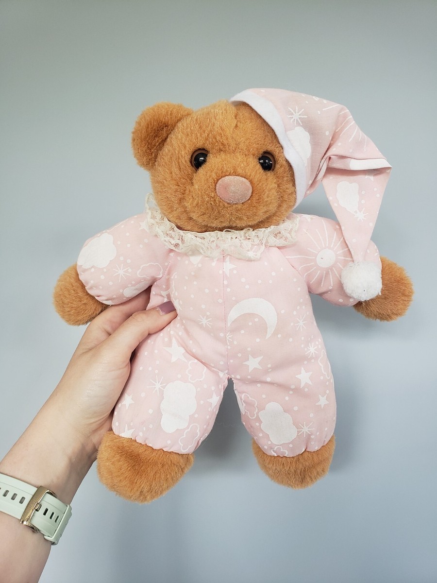 PMS Bedtime Teddy Bear Sleeping Pink Nightshirt Nightcap Soft
