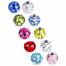 6MM FERIDO KUGEL ZUNGE PIERCING ERSATZKUGEL SCHRAUB KRISTALL EPOXY ROT ERSATZ 