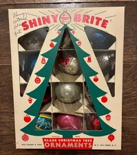 Vintage Glass Shiny Brite USA West German Christmas Tree Ornaments 12 Nice Shape