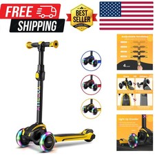 Kids Scooter for Age 3-12, Toddler Scooter with 4 Adjustable Heights, Light U...