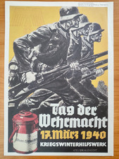 Kriegswinterhilfswerk +Plakat+ Tag der Wehrmacht 17.M&auml;rz 1940 +Faksimile+ A4