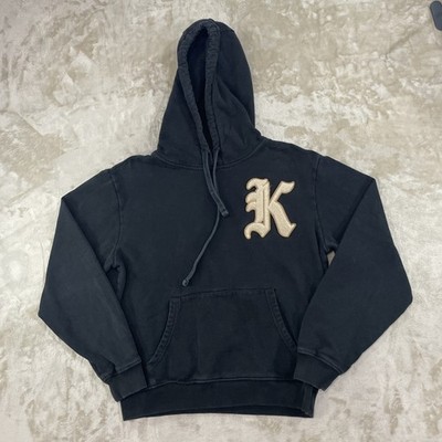 KITH Varsity Black Pullover Hoodie  K  Chest Logo Patch Sz M - Excellent Conditi