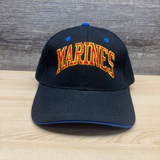 US Marines Hat Cap Strap Back Black Blue USMC Military Veteran Embroidered