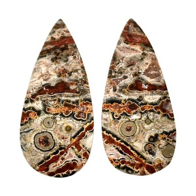 Natural Leopard Skin Jasper Pair 12.5x26.6x4 mm Pear Shape Gemstone LS30-04683