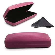 Hard Shell Eyeglass Case- Glass Case With Cleaning Cloth, Glasses Case Burgundy