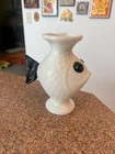 Extremely Rare Vintage Milkglass Black Dave Fetty Fish Vase Mid Century Modern