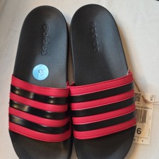 adidas Adilette Shower Men's Slide Sandals Black/Red US 6 Synthetic NWOB