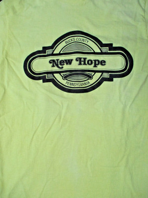 S neon yellow Bucks County NEW HOPE Pennsylvania t-shirt ANVIL - WEEN - DAMAGED