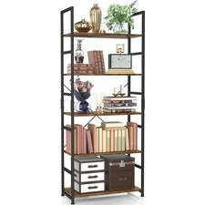5 Tier Bookshelf, Tall Bookcase Shelf Storage Organizer, Modern Book Shelf fo...