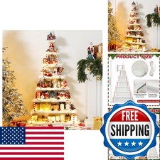 DoubleFill 8 Tier Christmas Village Display Shelve 5.2ft Corner Shelf Decor