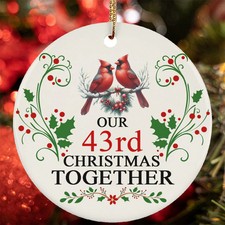 43rd Christmas Together Ornament Funny Red Bird Couple 43 Year Anniversary Gift