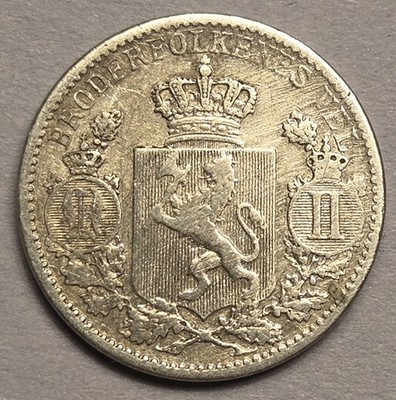 1898 Norway 25 Ore Silver Coin-Low Mintage Cleaned