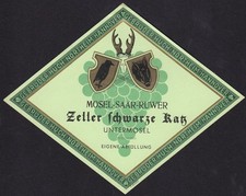 Altes Weinetikett Zeller Schwarze Katz Gebr. Huch Northeim Rautenform Original!