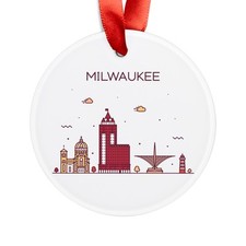 Milwaukee Wisconsin Skyline - Round Acrylic Ornament - Personalized Holiday Gift