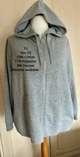 TU LIGHT GREY FULL ZIP HOODIE ~ SIZE 26 ~ 79% COTTON ~ LENGTH 28” PIT TO PIT 30”