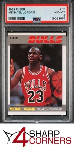 1987 FLEER #59 MICHAEL JORDAN BULLS HOF PSA 8