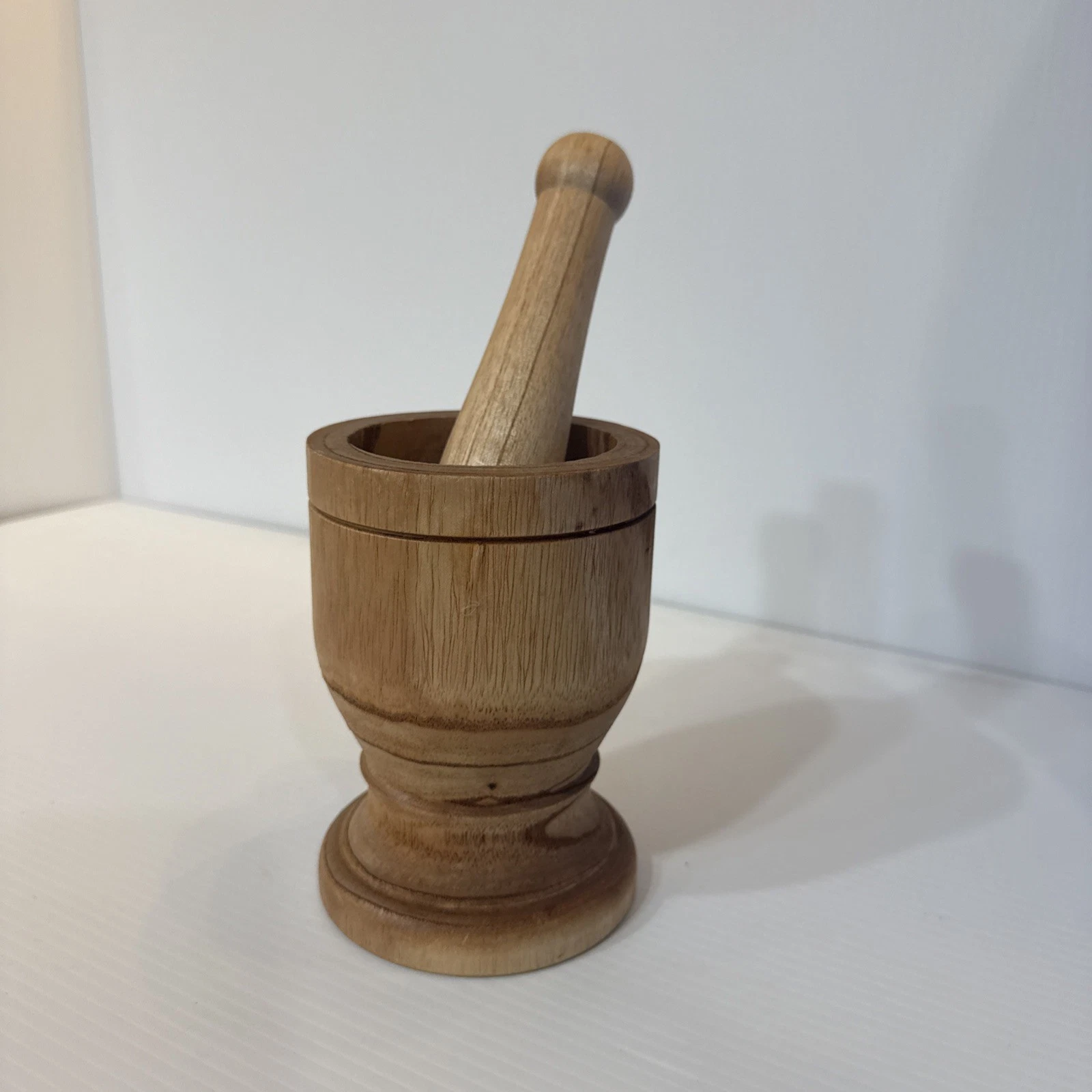 IMUSA Wood Mortar & Pestle Natural Wood Grain Grinding Pot Primitive Spice Herbs