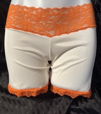 Custom White Nylon W/ Orange Lace Low Rise Hipster Panties Sz 8/9 NWOT