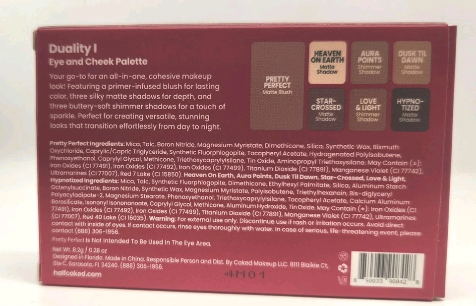 Half Caked Duality 1 Eye and Cheek Palette Eyeshadow & Blush 8.2g/0.28 oz New - Image 4 of 4