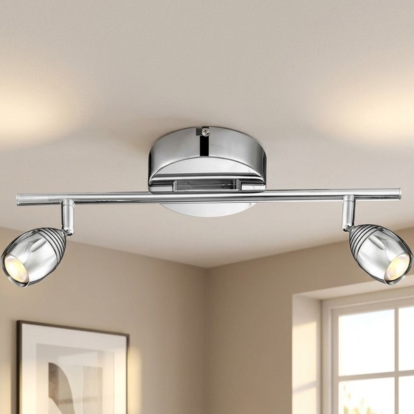 LED Deckenlampe Deckenleuchte Alu Silber Spotstrahler Wohnzimmerlampe L 38 Cm-image