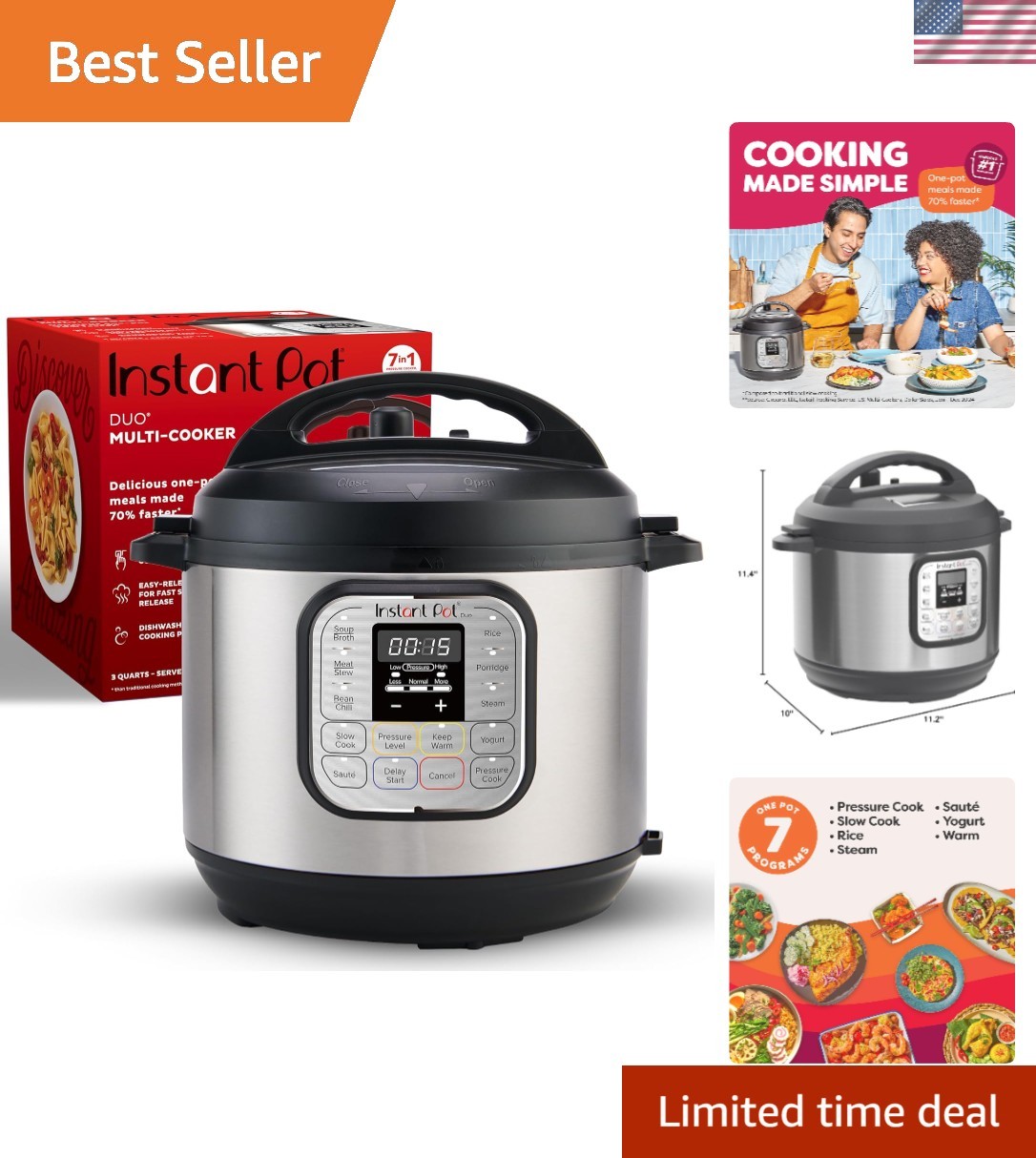 All-in-One 3 Quart Electric Pressure Cooker, 700W, Stainless