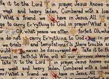 1YD 1996 Fabric Traditions 5434 What a Friend In Jesus Hymn Song Lyrics Cotton