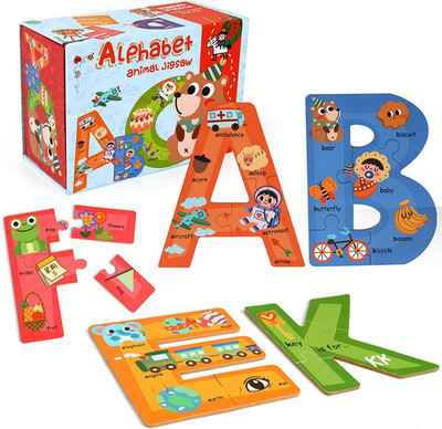 Wooden Alphabet Letter Puzzles for Kids 3-5 Montessori ABC Learning Toy