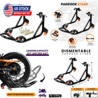 Universal Adjustable Rear Paddock Stand for Motorcycle with Swingarm Rest Black