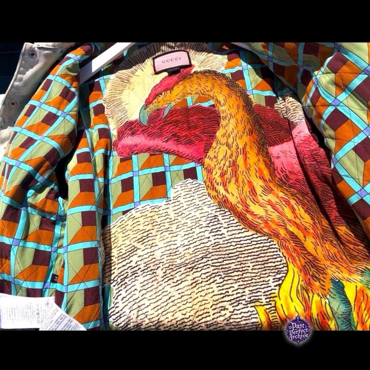 Gucci x GucciGhost Hand-Painted Graffiti Denim Mink Jacket Runway