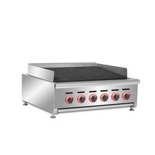 Commercial Gas 6 Burners Char Lava Grill Large New Catering BBQ LPG Natural Gas