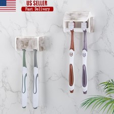 Wall Mounted Toothbrush Holder Easy Install Removable Bathroom Organizer Storage