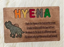 Wood Puzzle Hyena Puzzle Poetry Child's Puzzle Gift