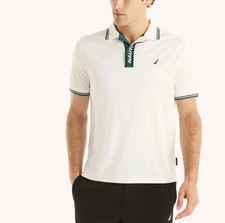 Nautica Men Navtech Classic Fit Moisture Wicking Performance Athletic Polo White