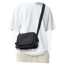 Messenger Bag for Men, Crossbody Bag Aesthetic, Water Resistant Unisex A1-black