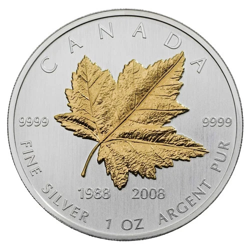 2008 $5 The Silver Maple Leaf 20th Anniversary Pure Silver Coin 1 oz Box & COA