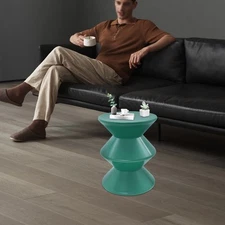 Green Side Table, PET Sofa Side Table, Modern Round End Table for Indoor Use