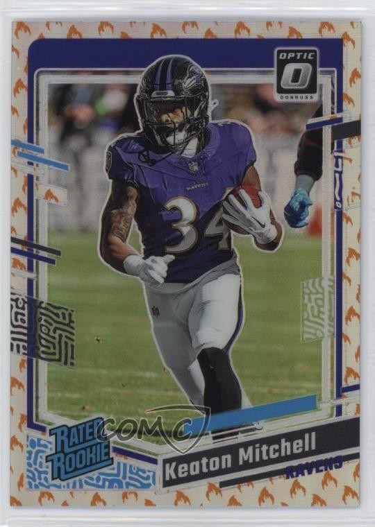 2023 Panini Donruss Optic Rated Fire Prizm Keaton Mitchell #207 Rookie RC