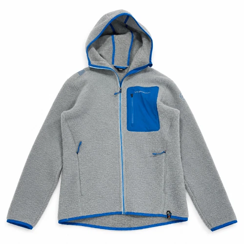 La Sportiva Agon Hoody Men's Medium Gray Blue Wool Blend Full Zip Fleece Jacket - product listing photo