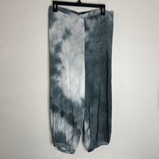 Bryn Walker Pants Size Small Cotton Elastic Waist Blue Watercolor Wide Leg