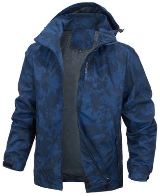 Mens Rain Jacket With Hood Windbreaker Lightweight Waterproof Raincoat Trench...