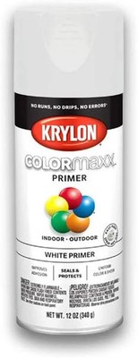 Krylon K05584007 Colormaxx Primer Spray Paint for Indoor/Outdoor Use, White, 12