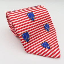 Brooks Brothers Tie Silk Red Blue Golf Shield 3.5" Wide 56" USA Makers